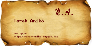 Marek Anikó névjegykártya